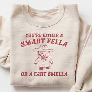 Sei un tipo intelligente o un odore di scoreggia, t-shirt retrò dei cartoni animati, t-shirt strana, t-shirt meme, abbigliamento donna estetico