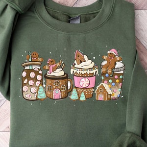 Gingerbread Christmas Coffee Sweatshirt, Christmas Coffee Tshirt, Women&#39;s Holiday Sweater, Xmas Gift, Gift For Christmas, Family Xmas Shirts