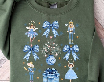 Coquette Cute Nutcracker Christmas Sweatshirt, Nutcracker Tshirt, Cute Holiday Gift, Womens Christmas Crewneck, Christmas Gift