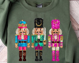 Nutcracker Sweatshirt, Christmas Nutcracker Shirt, Christmas Gift, Faux Sequin Shirt, Womens Christmas, Holiday Gift, Christmas Crewneck