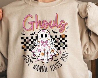 Ghouls Just Wanna Have Fun Sweatshirt, Lets Go Ghouls Shirt, Halloween Shirt, Retro Ghost Fall Shirt, Halloween Gifts,  Halloween Sweatshirt