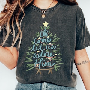 Oh Come Let Us Adore Him Shirt, Nativity Christmas T-Shirt, Christmas Gifts, Christian Christmas Sweatshirt, Nativity Xmas Crewneck