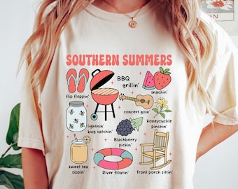 Camiseta de verano sureño, camiseta con ambiente veraniego, camiseta de cuello redondo para vacaciones de verano, regalo bohemio para vacaciones de verano, camiseta de vida veraniega, camiseta playera para chica.