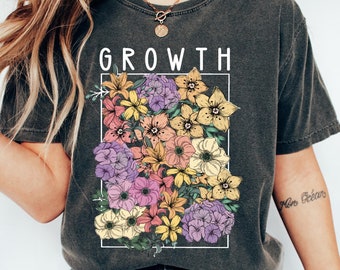 Camisa bohemia cómoda con flores silvestres, sudadera con flores, camiseta con flores silvestres, camiseta con flores botánicas, camiseta para amantes de las flores