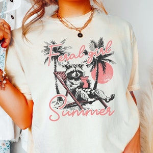 Feral Girl Summer Opossum Shirt, Funny Meme Opossum Tee, Feral Cowgirl Shirt, Funny Shirt, Beach Shirt