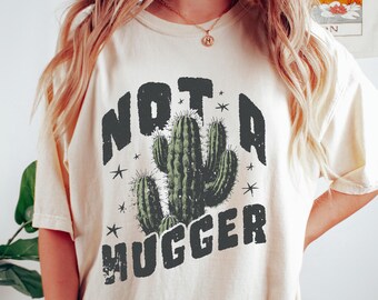 Camiseta retro cómoda de cactus, camiseta "Not A Hugger", sudadera divertida para mujer, regalo sarcástico para chica, jersey de cuello redondo introvertido, suéter antisocial