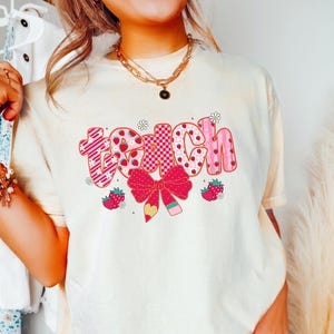 Strawberry Teacher Shirt, Comfort Teach Tee, Summer Teacher T-Shirt, Back To School Shirt, Cute Teacher Gift, Trendy Teacher Tee