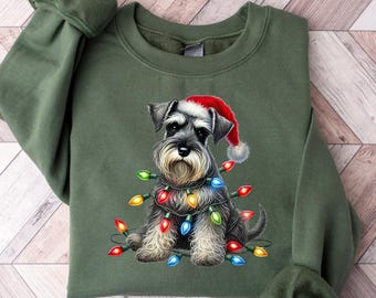 Schnauzer Christmas Sweatshirt, Mini Schnauzer Mom Tee, Miniature Schnauzer Shirt, Holiday Pet Parent Gift, Christmas Schnauzer Dog Crewneck