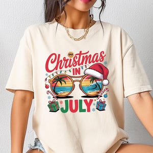 Christmas In July Shirt, Santa Summer T Shirt, Christmas In Summer Shirt, Xmas In July Gift, Tropical Christmas Family Gift Shirt, Xmas Tee
