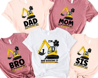 Family Matching Construction Birthday Shirt, Construction Birthday Party Shirts, Construction Theme Bday Shirt, Birthday Two and Diggin It