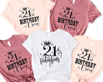 21st Birthday Gift for Her, 21 Fabulous Shirt, 21st Birthday, 21 Party Crew Shirt, 21st Birthday Fabolous Squad Shirt, Birthday Party Shirts