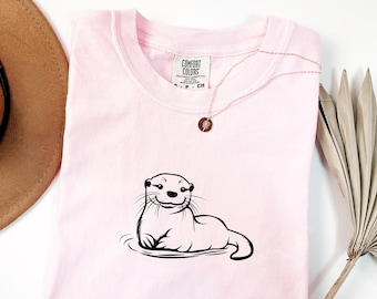 Comfort Colors Otter Shirt, Cute Otter Tshirt, Animal Lover Gift, Otter Animal Tee, Wild Animal Top, Nature Swim Otter Apparel