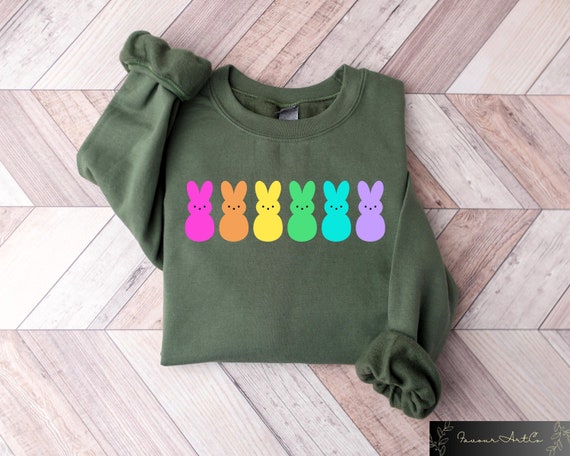 Retro Comfort Easter Sweatshirt, Bunny Peeps T-shirt, Easter Bunny Shirt, Women's Peeps Tee, Easter Matching Outfit, Cute Easter Gift