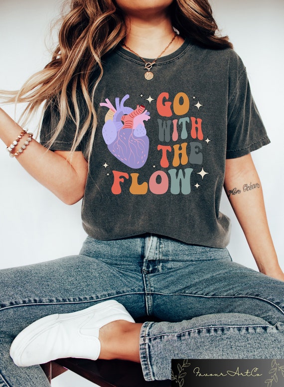 Go With The Flow Heart Shirt, CVICU Nurse Shirt, Cardiology Tee, Cardiac Nursing Gift, Cardiac Crew, Heart Flow Anatomy, CVICU Nurse Gift