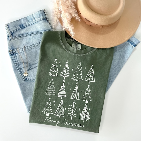 Comfort Colors® Christmas Tree Shirt, Retro Christmas Aesthetic Tee, Women's Christmas Tshirt, Winter Lover Gift, Holiday Trees Sweatshirt
