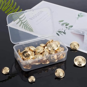 Gold Metal Blazer Buttons Set for Suit Jacket, Blazer, or Sport Coat. High Quality Metal Buttons Suit Buttons Overcoat Buttons 5 Sizes