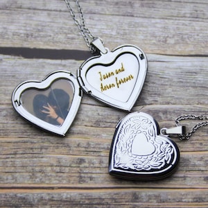 Benutzerdefinierte Silber Herz Medaillon Halskette mit Foto, Vintage Medaillon Halskette, Sibling, Bester Freund, personalisierte Geschenk für sie, Mama Geschenk