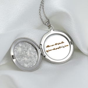 Personalized Silver Round Locket Necklace,Custom Engraved Memorial Jewelry,Photo Necklace,waterproof necklace,Gift for Mom,Anniversary Gifts