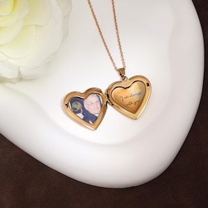 Heart Locket Necklace with Photo,Gold Locket Necklace, Big Heart Pendant, Small Heart Necklace, Picture Locket Jewelry, Custom Jewelry