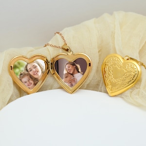 18K Gold Heart Locket Necklace,Heart Locket Necklace with Photo,Vintage Heart Locket Necklace,Locket that Opens,Personalized gift for her