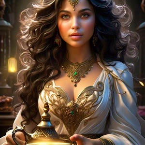 Royal Bloodline Babylonian Female Marid Djinn Omnipotent Shapeshifter POWER Djinn power  wishes desires Power conjured wishes preconjured