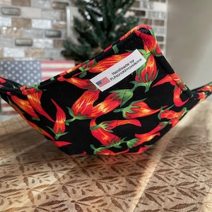 Microwave Bowl Cozy, Chili Pepper Print, Hot or Cold Food
