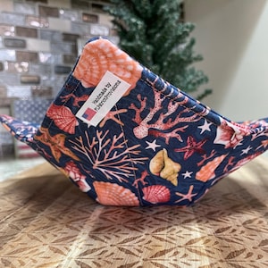 Bowl Cozy, Microwaveable, For Hot or Cold Foods, Patriotic Cozies, Bowl Holder, Pot Holder, USA, America, Shells, Beach