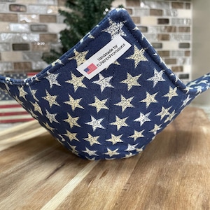 Bowl Cozy, Microwaveable, For Hot or Cold Foods, Patriotic Cozies, Bowl Holder, Pot Holder, USA, America, Stars