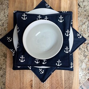 Bowl & Plate Cozy, Microwaveable, For Hot or Cold Foods, Made in America, Sailing, Anchor, Boat