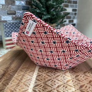 Microwaveable Bowl Cozy, For Hot or Cold Foods, Patriotic Cozies, Bowl Holder, Pot Holder, USA, America, Stars
