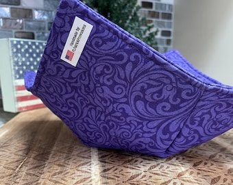 Funda para tazón apta para microondas, para alimentos fríos o calientes, diseño de remolino morado.