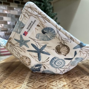 Bowl Cozy, Microwaveable, For Hot or Cold Foods, Patriotic Cozies, Bowl Holder, Pot Holder, USA, America, Shells, Beach