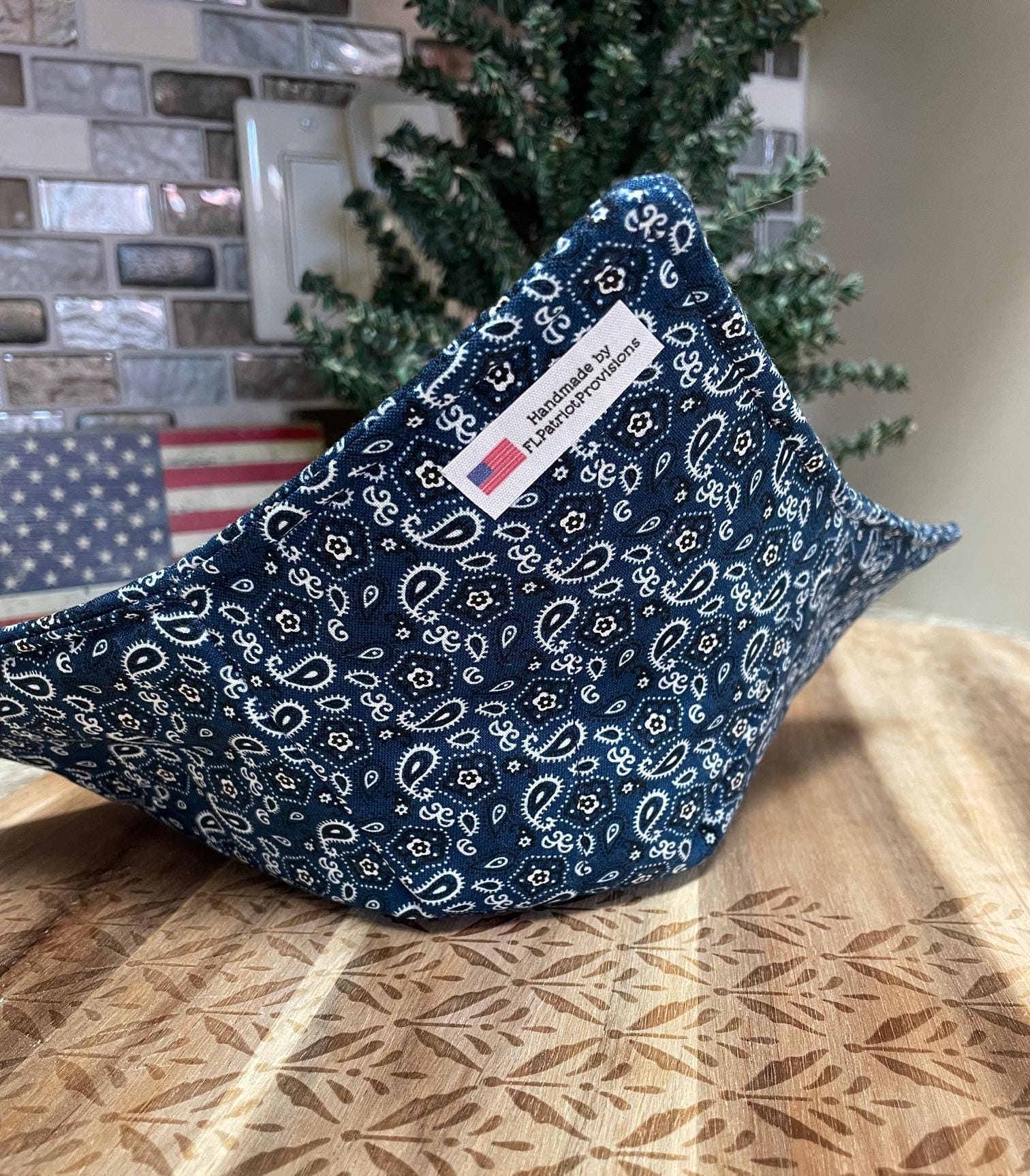 Bowl Cozy, Microwaveable, For Hot or Cold Foods, Patriotic Cozies, Bowl Holder, Pot Holder, USA, America, Paisley
