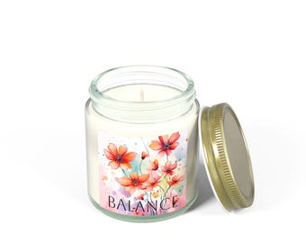 Balance Scented Candle, Relaxing Aromatherapy, Gift for Home, Floral Decor, Self-Care Treat, Wellness Gift