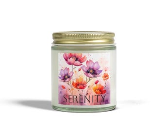 Serenity Aromatherapy Candle, Floral Scented Gift, Relaxation Decor, Self-Care Essential, Mindfulness Candle