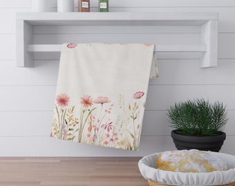 Floral Rustic Tea Towel: Farmhouse Kitchen Decor