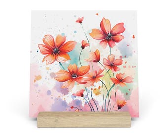Floral Gallery Board with Stand: Giclée Wildflower Art Display