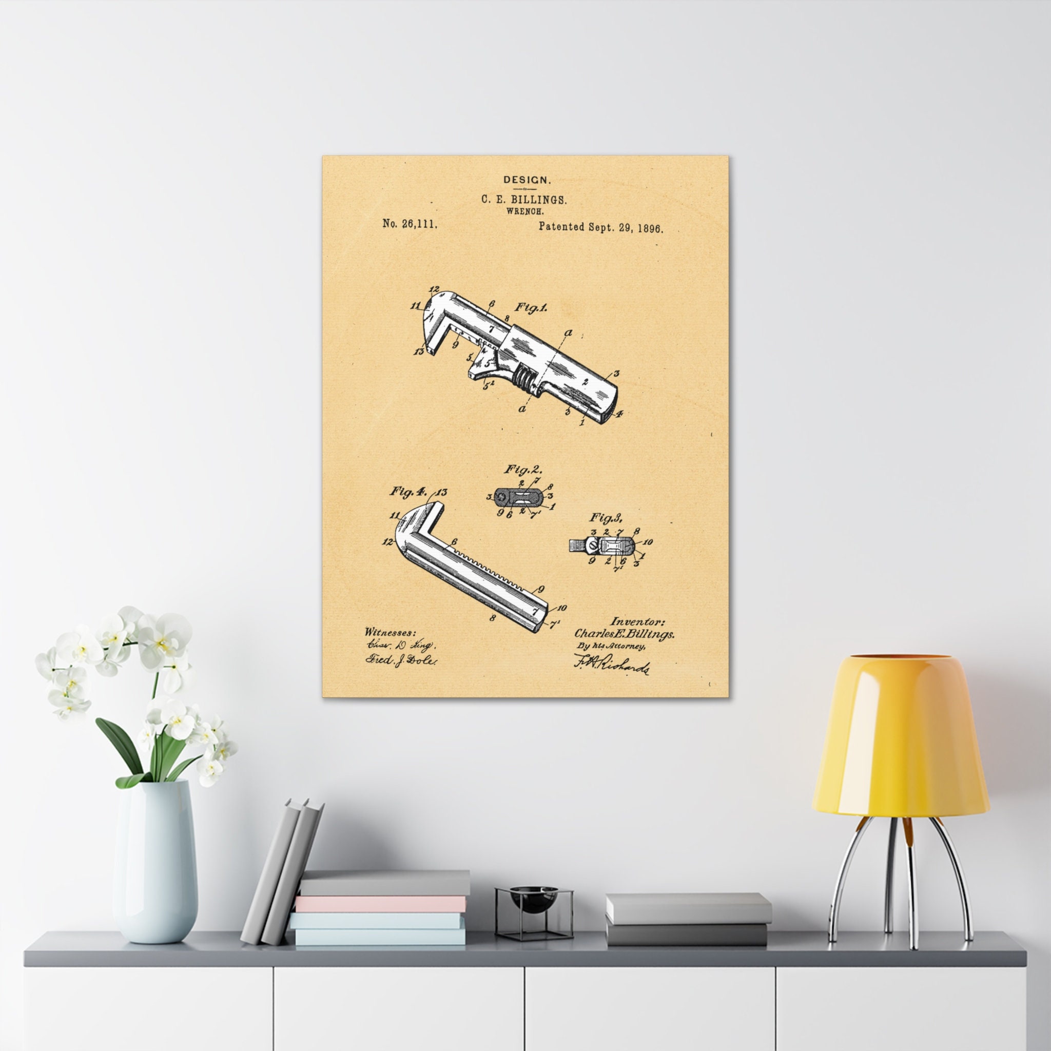 Original Wrench Patent Art | Framed Canvas Print | Fun Original Wrench Patent Art | Framed Canvas Print | Fun