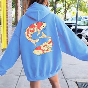 Japanese Art Zip Hoodie, Unisex Koi Fish Sweatshirt With Zipper, Urban Tokyo Streetwear, Unique Full Zip Up Hoodie, Gift For Asian Art Lover