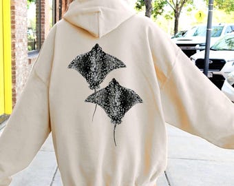 Manta Ray Hoodie, Unique Stingray Hoodie, Coastal Summer Hoodie