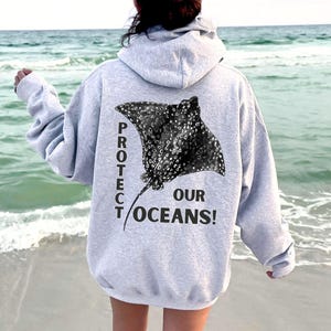 Stingray Hoodie, Manta Ray Beach Hoodie, Ocean Animals Hoodie, Marine Biology, Nautical Theme, Beach Hooded Sweatshirt, Ocean Lovers Gift