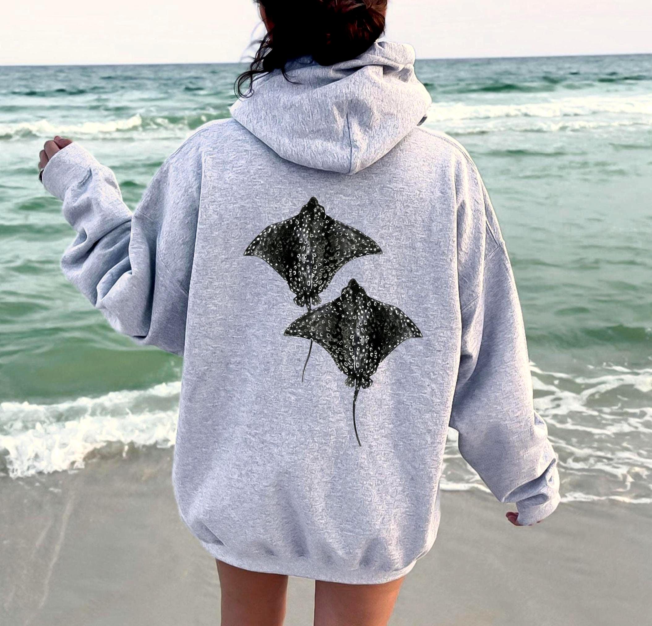 Manta Ray Hoodie, Unique Stingray Hoodie, Coastal Summer Hoodie