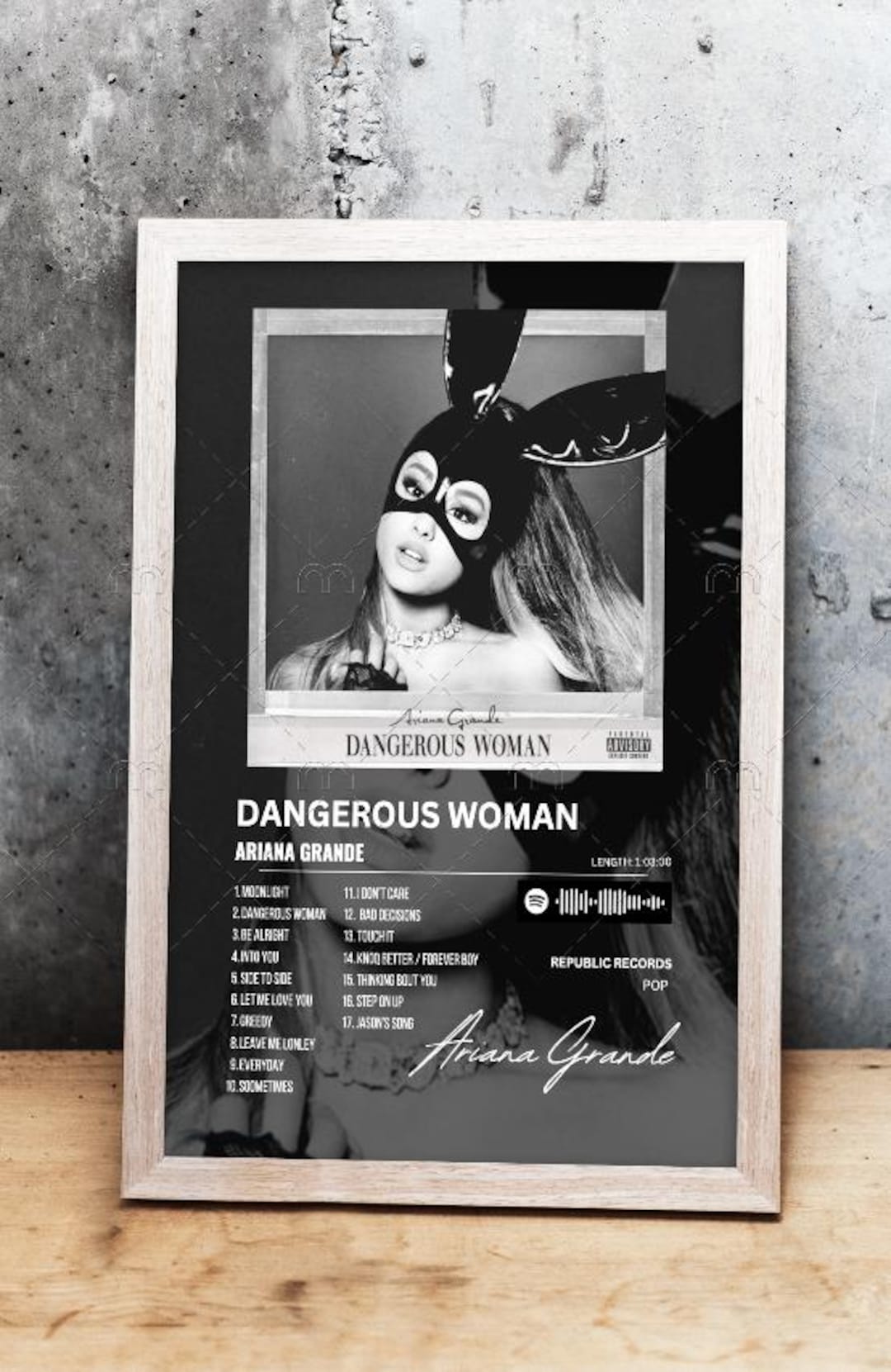 Ariana Grande - Dangerous Woman - Album Cover Poster - Etsy
