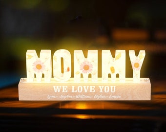 Personalized Resin Dried Flower Light | Mother's Day Gift | Custom Letter Night Lights | Gift for Her | USB Table Lamp | Home Decoration