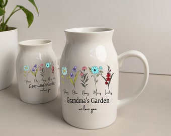 Grandma's Garden Vase | Personalized Gifts for Mom,Nana | Birth Month Flower Gift | Custom Birthflower Vase | Grandma's Gift | Gift for Her