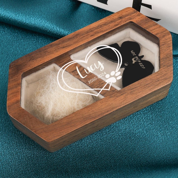 Caja conmemorativa de pelo de mascota personalizada / Regalo de mascota de pérdida / Recuerdo de piel de mascota / Urnas de recuerdo de perros / Regalo conmemorativo de gatos / Regalo de amantes de los perros / Regalo de simpatía