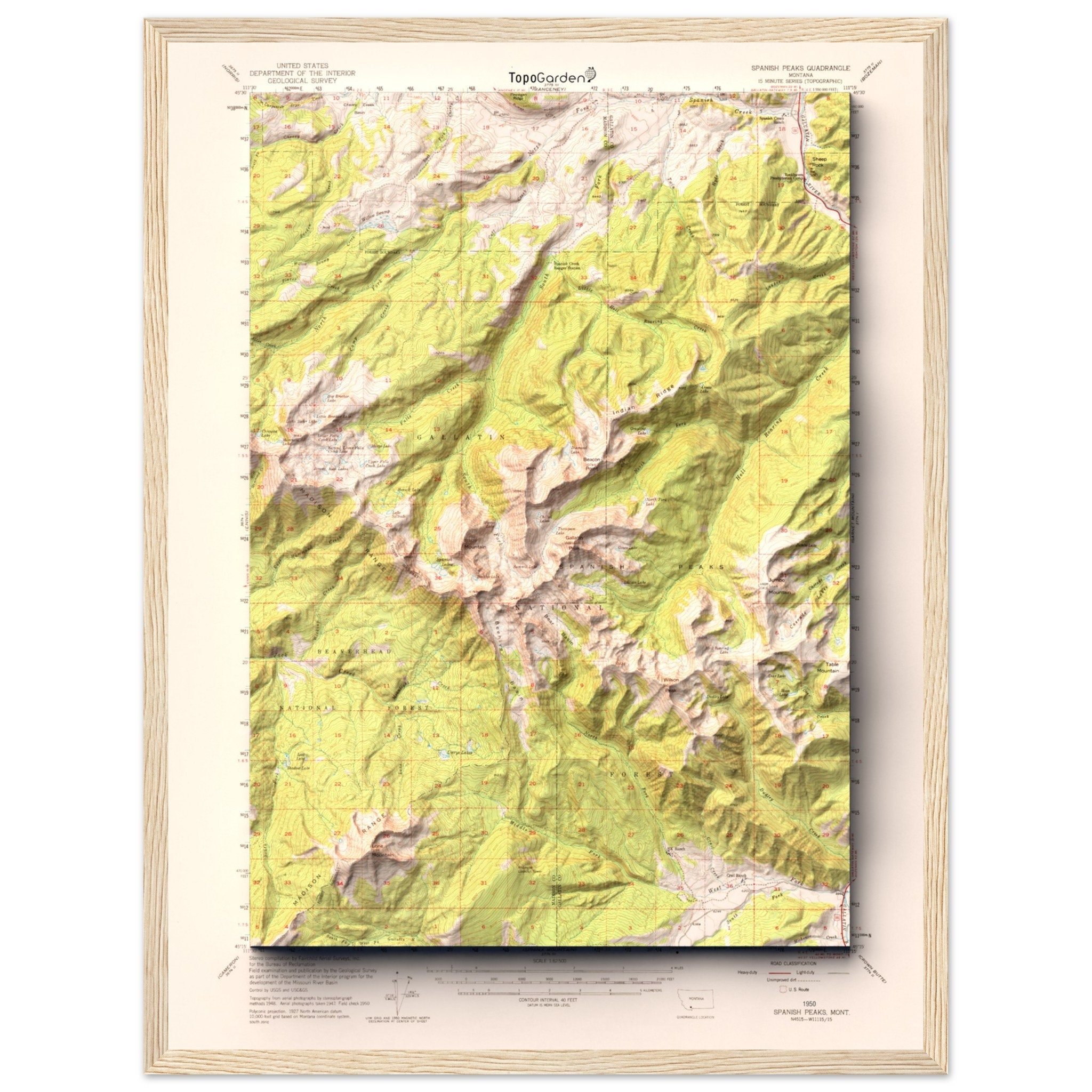 1950 Big Sky, MT 15'x15' Shaded Historic USGS Map - Etsy