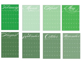 2026 Green Minimalist Calendar | Printable Monthly Wall Calendar | Editable Illustrator File | PDF Digital Download