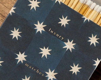 Square Matchbox - Archivist Gallery | Navy Star Tile - Luxury Matches for Candles & Gifts