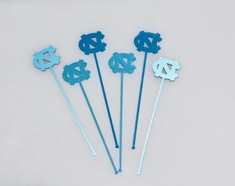 North Carolina Swizzle Sticks, Game Day Drink Stirrers, UNC Tailgate Favors